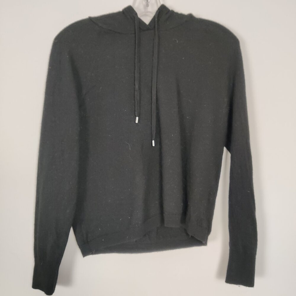 Rachel Zoe LA NY Women's Hoodie Size M Black Merino Wool Comfy Casual Outerwear